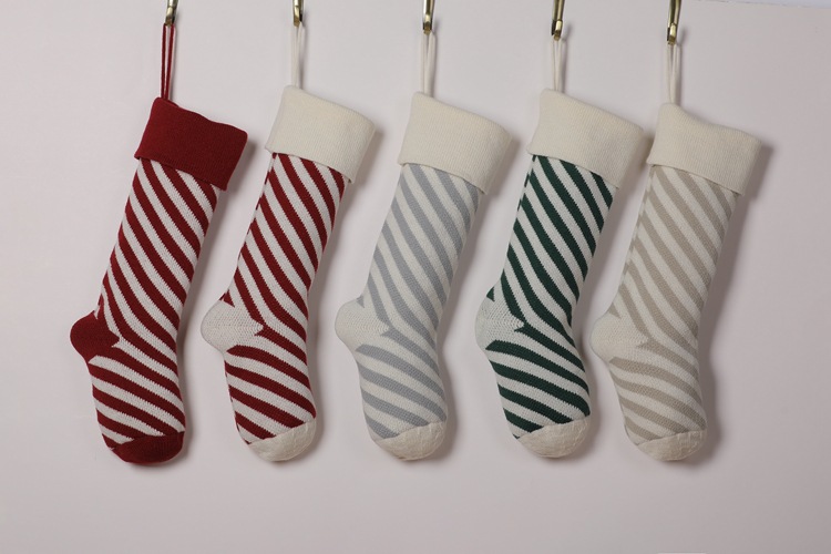 Striped Christmas Stockings Holiday Decorative Hanging Diagonal Stockings